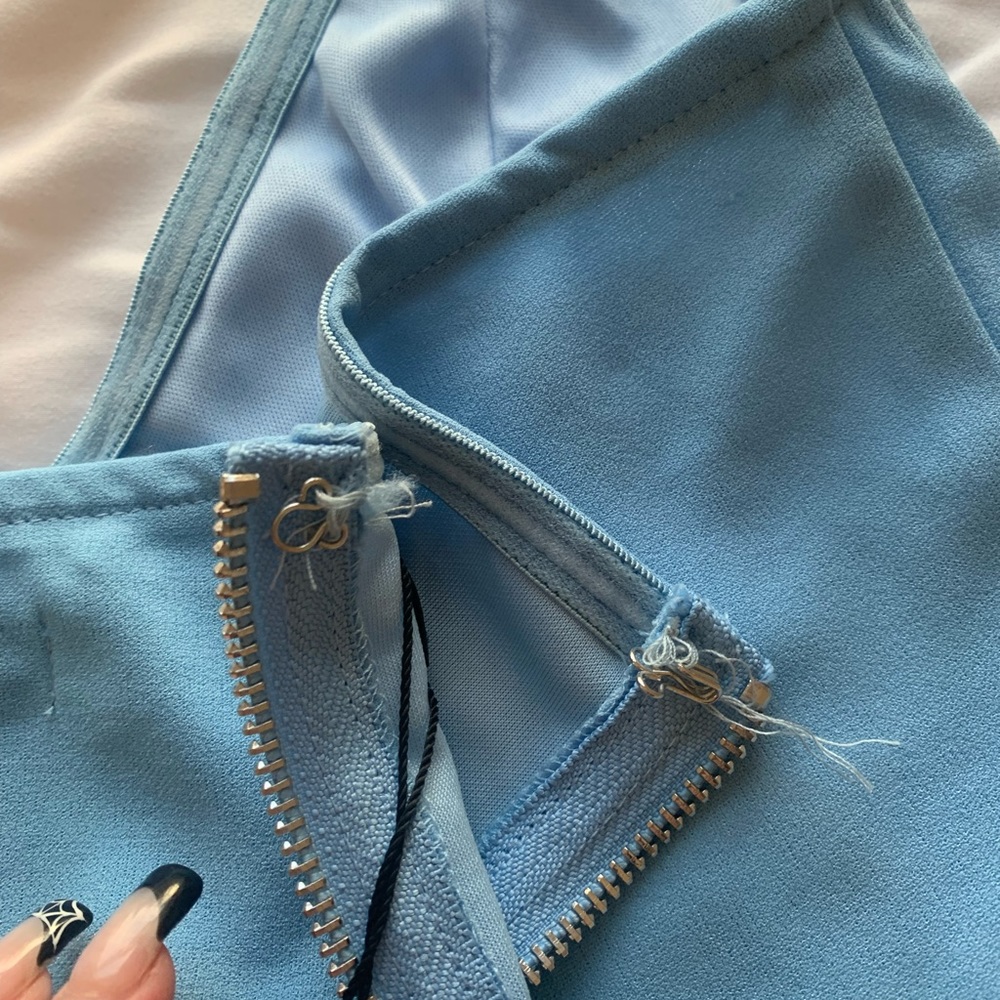 NWT Missguided Dusty Blue Pointed Corset Top - Picture 3 of 4